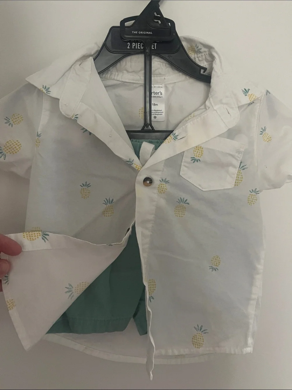 Carter's White Short Sleeve Shirt with Yellow Pineapple Print and Matching short
